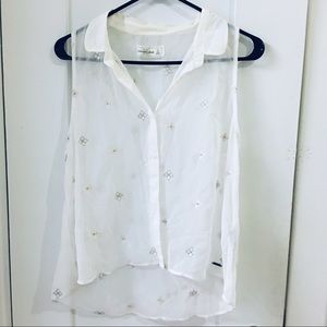 Abercrombie & Fitch Sheer Sleeveless White Top